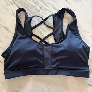 Marika Dark Blue Sports Bra with Strappy Back